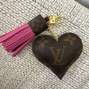 Heart bag charm with Pink Tassel